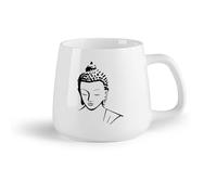 DEBINGY Frutta in ceramica Tazze da caffè in ceramica bianca Modello di statua religiosa del Buddha （14oz/400ml） Lavabile in lavastoviglie, adatto al microonde, per ufficio e casa
