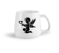 DEBINGY Frutta in ceramica Tazze da caffè in ceramica bianca un angelo cupido con un cuore （14oz/400ml） per caffè, zuppa, tè, latte, latte macchiato, cioccolata calda, donna, uomo