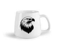 DEBINGY Frutta in ceramica Tazze da caffè in ceramica bianca una sagoma di aquila calva vola su un （14oz/400ml） per caffè, zuppa, tè, latte, latte macchiato, cioccolata calda, donna, uomo