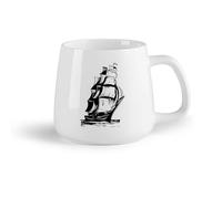 DEBINGY Frutta in ceramica Tazze da caffè in ceramica bianca Vela nautica d'epoca, onde dell'oceano （14oz/400ml） per caffè, zuppa, tè, latte, latte macchiato, cioccolata calda, donna, uomo