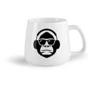 DEBINGY Frutta in ceramica Tazze da caffè in porcellana Cuffie musicali con testa di scimmia e occhiali da sole （14oz/400ml） Porcellana fine (ceramica)