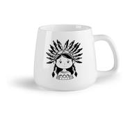 DEBINGY Frutta in ceramica Tazze da caffè in porcellana una ragazza dei cartoni animati che indossa un copricapo indiano （14oz/400ml） Bar o regalo