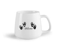 DEBINGY Frutta in ceramica Tazze da caffè, tazze da tè e caffè Benvenuto Mani che accolgono Frase positiva Parola （14oz/400ml） Porcellana fine (ceramica)