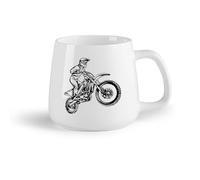 DEBINGY Frutta in ceramica Tazze da caffè, tazze da tè e caffè Motociclista che corre in motocross （14oz/400ml） Lavabile in lavastoviglie, adatto al microonde, per ufficio e casa
