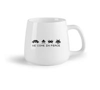 DEBINGY Frutta in ceramica Tazze da caffè, tazze da tè e caffè Pixel Space Invaders We Come Peace Word Game Room （14oz/400ml） per espresso, set da tè