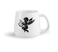 DEBINGY Frutta in ceramica Tazze da caffè, tazze da tè e caffè un cupido che suona la lira （14oz/400ml） Elegante e resistente - Adatto al microonde e alla lavastoviglie