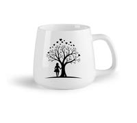 DEBINGY Frutta in ceramica Tazze da caffè, tazze da tè e caffè una ragazza è in piedi sull'albero dell'amore （14oz/400ml） Ottimo regalo per gli innamorati