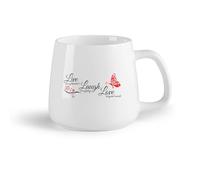 DEBINGY Frutta in ceramica Tazze da caffè, tazze da tè e caffè Vita Risate Amore Farfalla Fiori （14oz/400ml） Lavabile in lavastoviglie, adatto al microonde, per ufficio e casa