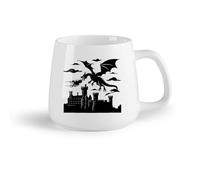 DEBINGY Frutta in ceramica Tazze da tè, caffè e cioccolata calda di un drago che vola sopra un castello （14oz/400ml） Lavabile in lavastoviglie e adatto al microonde