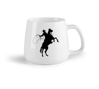 DEBINGY Frutta in ceramica Tazze da tè, caffè e cioccolata calda Sagoma di cavaliere del rodeo del Texas （14oz/400ml） per bevande calde, latte macchiato, cappuccino