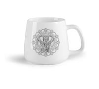 DEBINGY Frutta in ceramica Tazze da tè, caffè e cioccolata calda un mandala con la sagoma di un elefante elegante （14oz/400ml） Porcellana fine (ceramica)
