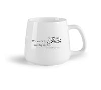 DEBINGY Frutta in ceramica Tazze da tè e caffè Camminiamo per fede, non per visione. Versetto della Bibbia cristiana 2 Corinzi 5:7. Citazioni ispiratrici per la vita. （14oz/400ml） Bar o regalo