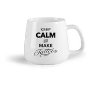 DEBINGY Frutta in ceramica Tazze da tè e caffè Citazione del tatuaggio Keep Calm And Carry On - Logo della nave dello studio di tatuaggi （14oz/400ml） Ristorante, ufficio