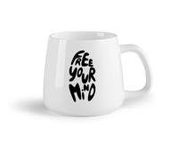 DEBINGY Frutta in ceramica Tazze da tè e caffè Scritte a mano retrò anni '70, tipografia groovy e scarabocchio che trasmettono la tua mente （14oz/400ml） per casa e ufficio