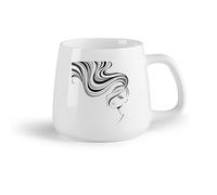 DEBINGY Frutta in ceramica Tazze da tè e caffè sex appeal ragazza taglio di capelli barbiere salone astratto logo creativo estetista （14oz/400ml） per uomo e donna