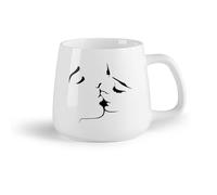 DEBINGY Frutta in ceramica Tazze e tazzine alla moda Bacio romantico tra amanti che si baciano uomo donna coppia （14oz/400ml） Uso in bar o ristorante