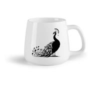 DEBINGY Frutta in ceramica Tazze grandi da tè, caffè e cioccolata calda sagoma di un pavone （14oz/400ml） Elegante e resistente - Adatto al microonde e alla lavastoviglie