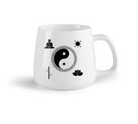 DEBINGY Frutta in ceramica Tazze grandi per bevande calde Meditazione Zen del Buddha Yin Yang （14oz/400ml） Regalo divertente per amanti del caffè, migliori amici, colleghi e amici