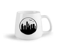 DEBINGY Frutta in ceramica Tazze grandi per bevande calde skyline della città con uccelli che volano sopra （14oz/400ml） Ottimo per casa, ufficio, bar, idee regalo