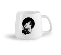 DEBINGY Frutta in ceramica Tazze grandi per bevande calde Testa di lupo che ulula alla luna astratta （14oz/400ml） per bevande calde, latte macchiato, cappuccino