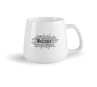 DEBINGY Frutta in ceramica Tazze in ceramica con manici Benvenuti nel negozio di insegne linguistiche Benvenuti in più lingue （14oz/400ml） per casa e ufficio