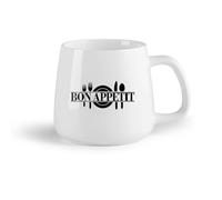 DEBINGY Frutta in ceramica Tazze in ceramica con manici Bon Appetit Kitchen Restaurant Coltello e forchetta （14oz/400ml） per bevande calde, latte macchiato, cappuccino
