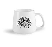 DEBINGY Frutta in ceramica Tazze in ceramica con manici Stile resort con foglie di palma sulla spiaggia di Surf （14oz/400ml） Un bel regalo di Natale
