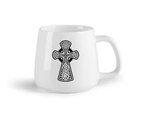 DEBINGY Frutta in ceramica Tazze in ceramica per caffè, latte e tè croce celtica tradizionale con ornamento （14oz/400ml） Cappuccino, latte macchiato, tè, espresso