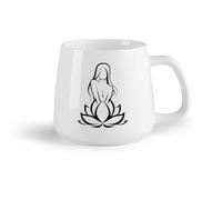 DEBINGY Frutta in ceramica Tazze in ceramica per caffè, latte e tè Meditazione Lotus Yoga Buddha Girl OM Unica （14oz/400ml） Un bel regalo di Natale