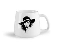 DEBINGY Frutta in ceramica Tazze in ceramica per caffè, latte e tè sagoma di una donna che indossa un cappello （14oz/400ml） Ideale per casa e ufficio