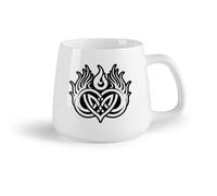 DEBINGY Frutta in ceramica Tazze in ceramica per caffè, latte e tè simbolo delle fiamme gemelle （14oz/400ml） Elegante e resistente - Adatto al microonde e alla lavastoviglie