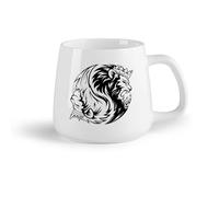 DEBINGY Frutta in ceramica Tazze in ceramica per caffè, latte e tè Simbolo Yin Yang Re e Regina Leone Animali （14oz/400ml） per espresso, set da tè