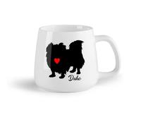 DEBINGY Frutta in ceramica Tazze in gres per caffè, tè, Cane pechinese con il tuo cane Cane pechinese con cuore rosso （14oz/400ml） per latte, tè, cola, acqua