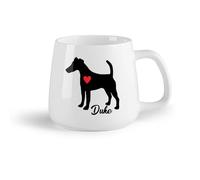 DEBINGY Frutta in ceramica Tazze in gres per caffè, tè, Fox Terrier con il tuo cane domestico Cane con cuore rosso （14oz/400ml） per espresso, set da tè