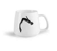 DEBINGY Frutta in ceramica Tazze in gres per caffè, tè, Silhouette di ragazza acquatica che pratica sport subacquei （14oz/400ml） per latte, tè, cola, acqua