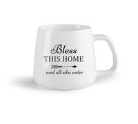 DEBINGY Frutta in ceramica Tazze in porcellana Benedici questo e benedici tutti coloro che entrano nel ristorante. Citazioni di preghiera religiosa di Dio. （14oz/400ml） Ristorante, ufficio