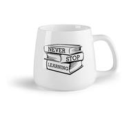 DEBINGY Frutta in ceramica Tazze in porcellana Biblioteca Libreria Non smettere mai di imparare Citazioni Libri di apprendimento （14oz/400ml） per casa o lavoro