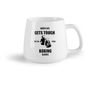 DEBINGY Frutta in ceramica Tazze in porcellana Citazioni sulla boxe: quando la vita si fa dura, indossa i guantoni da boxe （14oz/400ml） Bar o regalo