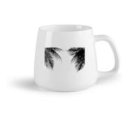 DEBINGY Frutta in ceramica Tazze in porcellana Foglie di palma tropicale, rami, fronde di palma, paesaggio estivo sulla spiaggia e nella foresta （14oz/400ml） per uomo e donna