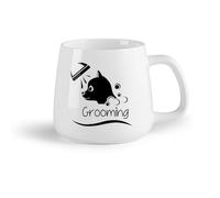 DEBINGY Frutta in ceramica Tazze in porcellana Logo del salone per animali domestici con testa di cane e doccia per cani carini （14oz/400ml） per casa e ufficio