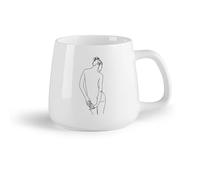 DEBINGY Frutta in ceramica Tazze in porcellana Minimalismo astratto Donna Bagno Bella ragazza Salone di bellezza Estetista （14oz/400ml） per espresso