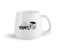 DEBINGY Frutta in ceramica Tazze in porcellana Non posso vivere senza libri! ...Carattere di lettura del testo dei libri （14oz/400ml） per uomo e donna