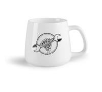 DEBINGY Frutta in ceramica Tazze in porcellana Officina di riparazione di silhouette di servizio auto Garage Logo parola chiave inglese motore incrociato （14oz/400ml） per uomo e donna