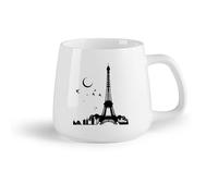 DEBINGY Frutta in ceramica Tazze in porcellana Ornamenti della Torre Eiffel francese Notte Luna Uccelli Bellissimo scenario （14oz/400ml） Bar o regalo
