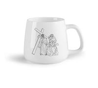 DEBINGY Frutta in ceramica Tazze in porcellana Ottava stazione della Via Crucis Gesù consola le donne di Gerusalemme schema （14oz/400ml） per uomo e donna