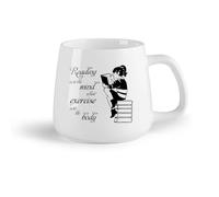 DEBINGY Frutta in ceramica Tazze in porcellana Ragazza che legge un libro nella biblioteca della scuola, lettura di citazioni spirituali, amante della lettura di libri （14oz/400ml） per espresso