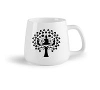 DEBINGY Frutta in ceramica Tazze per casa e ufficio Buddismo Meditazione Buddha Albero Statua Pagatore Religione （14oz/400ml） per Tè, caffè e bevande calde