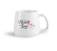 DEBINGY Frutta in ceramica Tazze per casa e ufficio Camera romantica per coppie con iscrizione Due cuori, un amore （14oz/400ml） per tè, caffè, infuso caldo