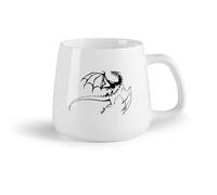 DEBINGY Frutta in ceramica Tazze per casa e ufficio Drago volante Famiglia del drago volante Prateria selvaggia （14oz/400ml） Porcellana fine (ceramica)