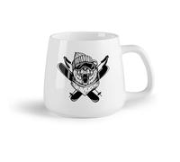 DEBINGY Frutta in ceramica Tazze per casa e ufficio Emblema della stazione sciistica con testa d'orso e snowboarder （14oz/400ml） per Tè, caffè e bevande calde